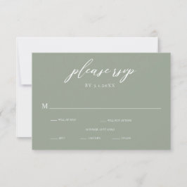 Sage Green Calligraphy Wedding RSVP Card Einladung
