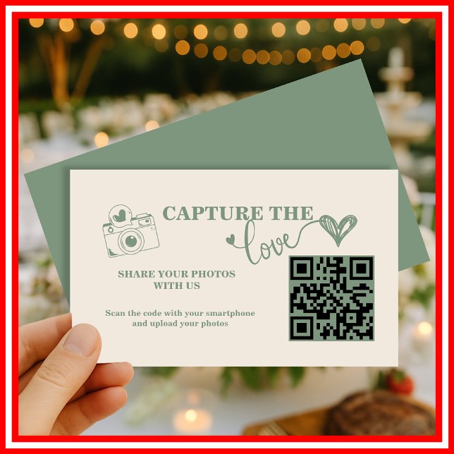 Sage Green Capture the Liebe QR Code Hochzeit Begleitkarte (Von Creator hochgeladen)