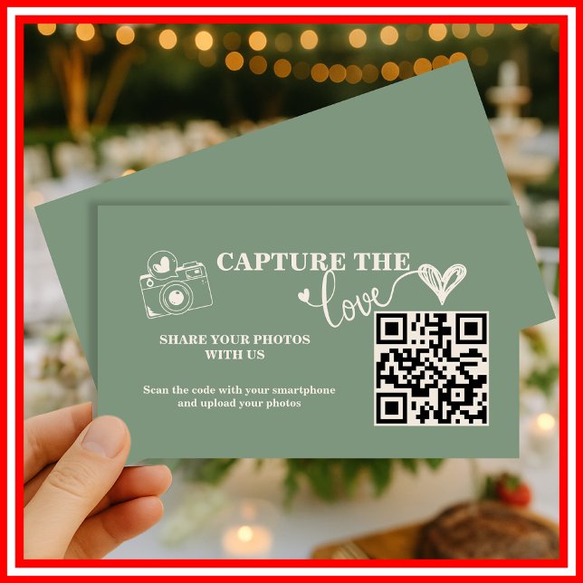 Sage Green Capture the Liebe QR Code Hochzeit Begleitkarte (Von Creator hochgeladen)
