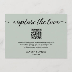 Sage Green Capture the Liebe QR Code Hochzeitskode Begleitkarte