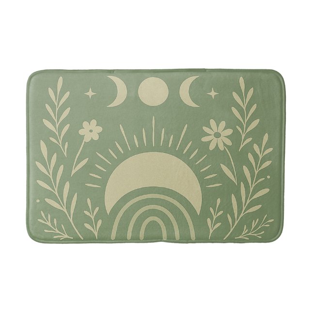 Sage Green Celestial Bath Mat Badematte (Vorderseite)