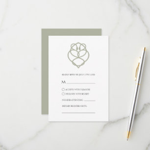 Sage Green Celtic Irish Swan Liebe Knot Wedding RSVP Karte