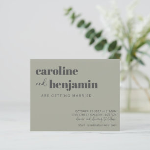 Sage Green Charcoal Modernes Budget Hochzeit einla
