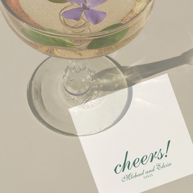 Sage Green Cheers Elegante Personalisiert Hochzeit Serviette (Sage Green Cheers Elegant Personalized Wedding Napkins)
