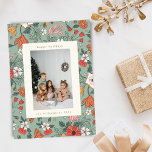 Sage Green Chic Botanical Custom Vertikal Foto Feiertagskarte<br><div class="desc">Sage Green Chic Botanical Custom Vertical Foto Holiday Card</div>