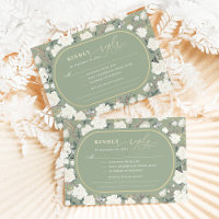 Sage Green Chinoiserie Ivory Blume Hochzeit RSVP