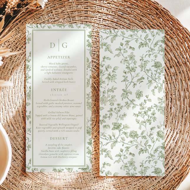 Sage Green Chinoiserie Wedding Menu Menükarte (Von Creator hochgeladen)