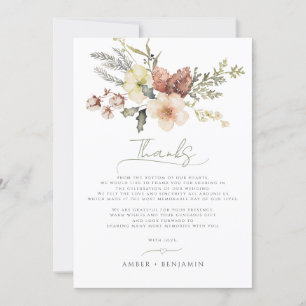 Sage Green Christmas Bloral Winter Pine Hochzeit Dankeskarte
