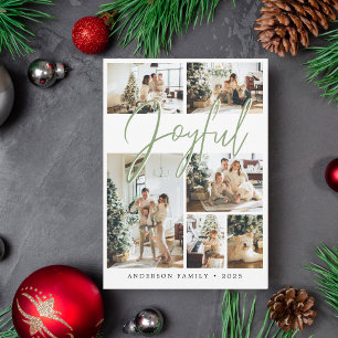 Sage Green Christmas Calligraphy Family Foto Feiertagskarte