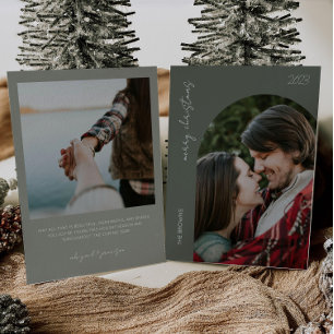 Sage Green Christmas Card mit Foto Feiertagskarte