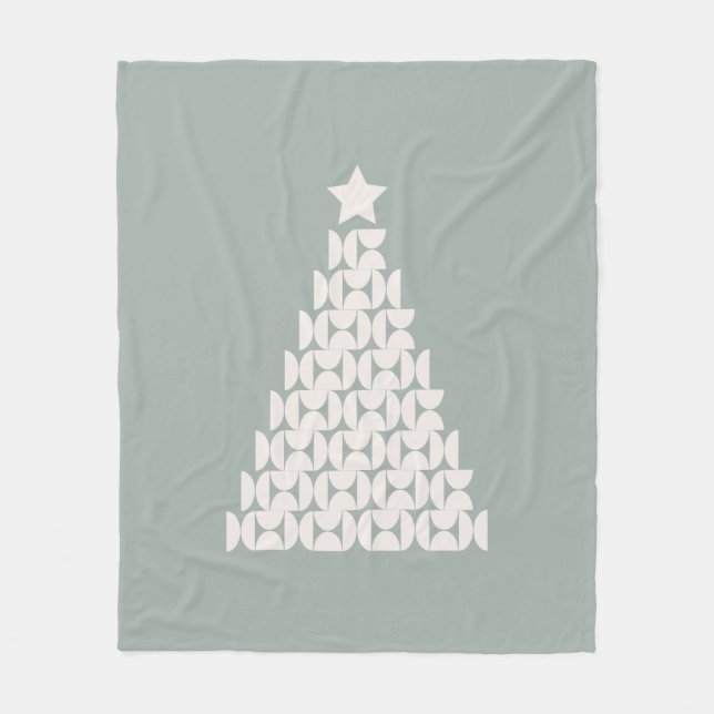 Sage Green Christmas Tree Fleecedecke (Vorderseite)