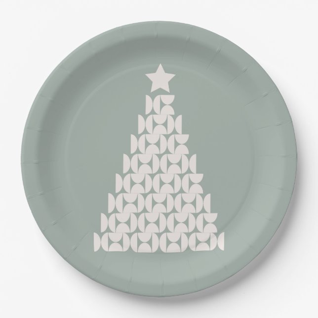 Sage Green Christmas Tree Pappteller (Vorderseite)