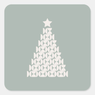 Sage Green Christmas Tree Quadratischer Aufkleber