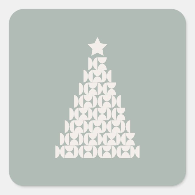 Sage Green Christmas Tree Quadratischer Aufkleber (Vorderseite)
