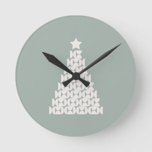 Sage Green Christmas Tree Runde Wanduhr