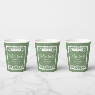 Sage Green Cielito Lindo Talavera Babydusche Pappbecher