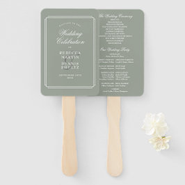 Sage Green Classic Art Deco Hochzeitsprogramm Fächer