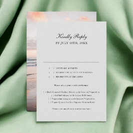 Sage Green Classic Calligraphy Foto Wedding RSVP