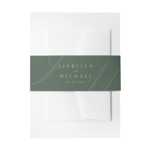 Sage Green Classic Elegance Monogram Wedding Einladungsbanderole
