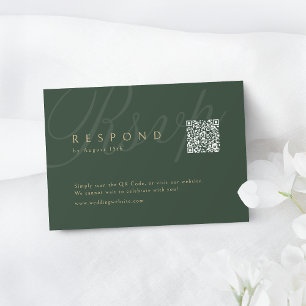 Sage Green Classic Elegance QR Code Hochzeit RSVP Karte