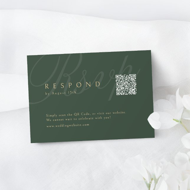 Sage Green Classic Elegance QR Code Hochzeit RSVP Karte (Sage Green Classic Elegance QR code Wedding RSVP Card)