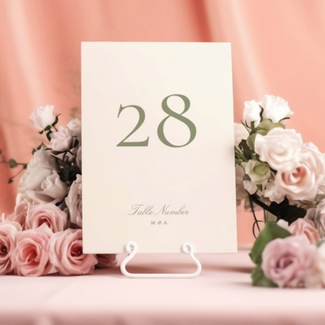 Sage Green Classic Elegante Hochzeit Tischnummer (Von Creator hochgeladen)