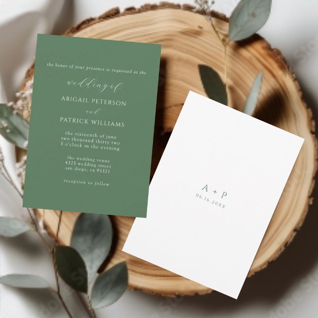 Sage Green Classic Minimal Wedding Einladung (Von Creator hochgeladen)