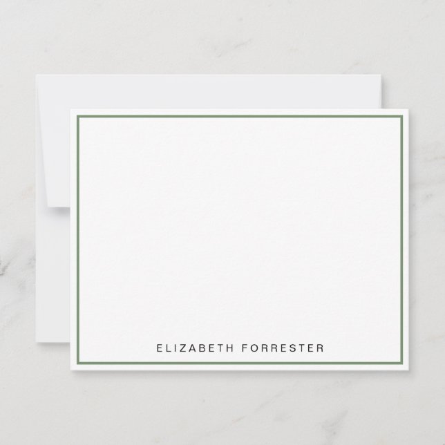Sage Green Classic Single Border Mitteilungskarte (Vorderseite)