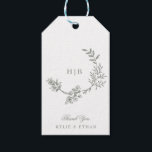 Sage Green Classic Wreath Monogram Photo Wedding Geschenkanhänger<br><div class="desc">This design is part of a collection and can be edited in sooo many ways.

Please reach out to us if you need any help or any additional products.</div>