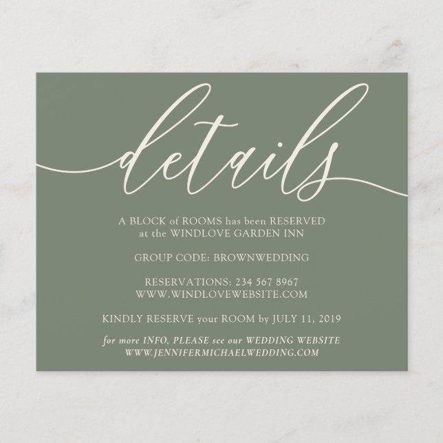 Sage Green Clean Details Einfaches Hochzeitbudget Flyer (Vorne)