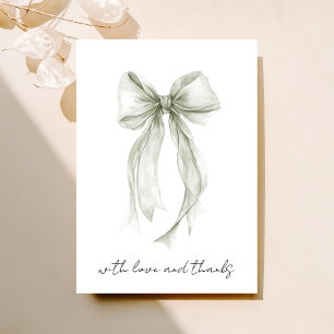Sage Green Coquette Bow Wasserfarbe Brautparty Dankeskarte