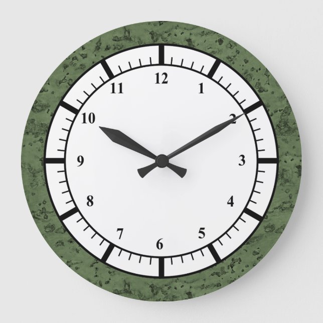Sage Green Cork Look Holzkörner Große Wanduhr (Vorderseite)