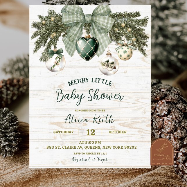 Sage Green Country Rustic Winter Baby Shower Einladung (Von Creator hochgeladen)