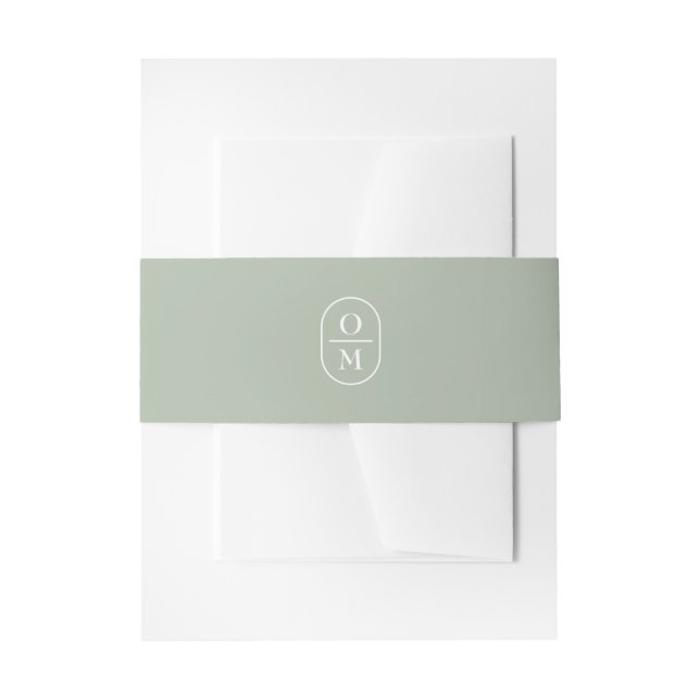 Sage Green | Couple Monogram Wedding Invitation  Einladungsbanderole (Vorderseite Beispiel)