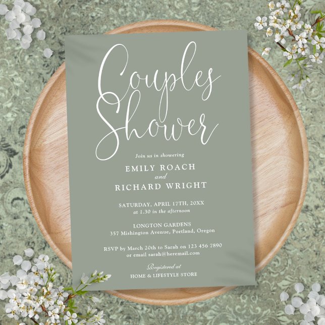 Sage Green Couples Bridal Polterabend Einladung (Sage Green Couples Bridal Wedding Shower Invitation)