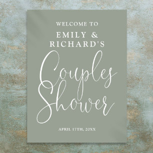 Sage Green Couples Dusche Begrüßungszeichen Poster