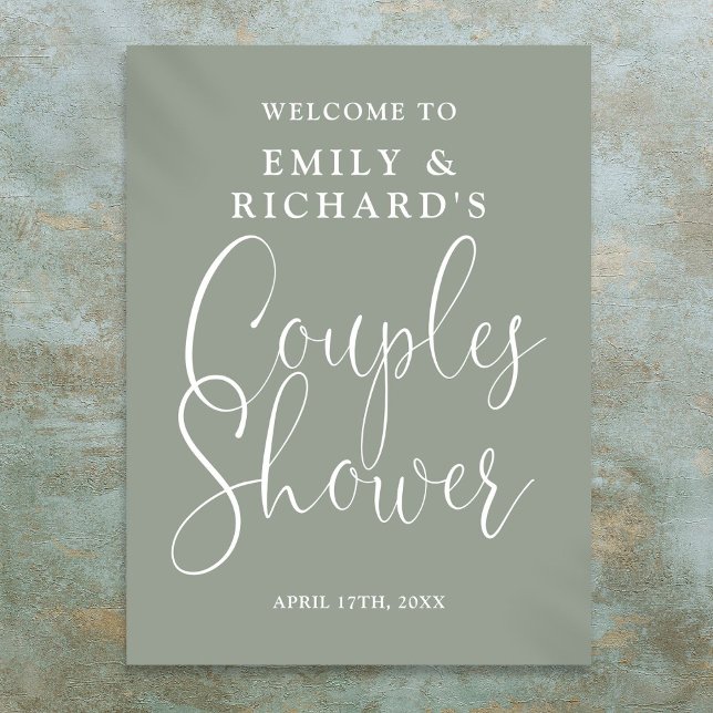 Sage Green Couples Dusche Begrüßungszeichen Poster (Sage Green Couples Shower Welcome Sign)