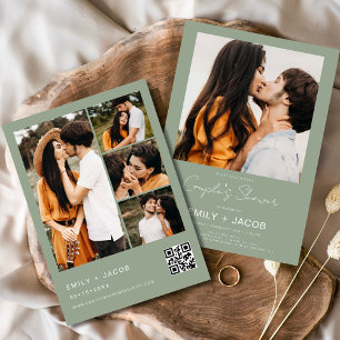 Sage Green Couple's Shower Foto QR-Code Einladung