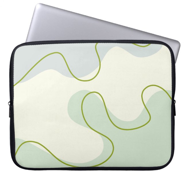  Sage Green & Cream Abstract Boho Liquid Swirl Lap Laptopschutzhülle (Vorderseite)
