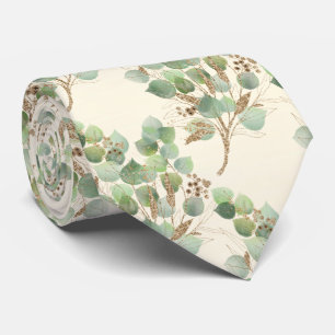 SAGE GREEN CREAM BOTANICAL EUCALYPTUS MENS KRAWATT KRAWATTE