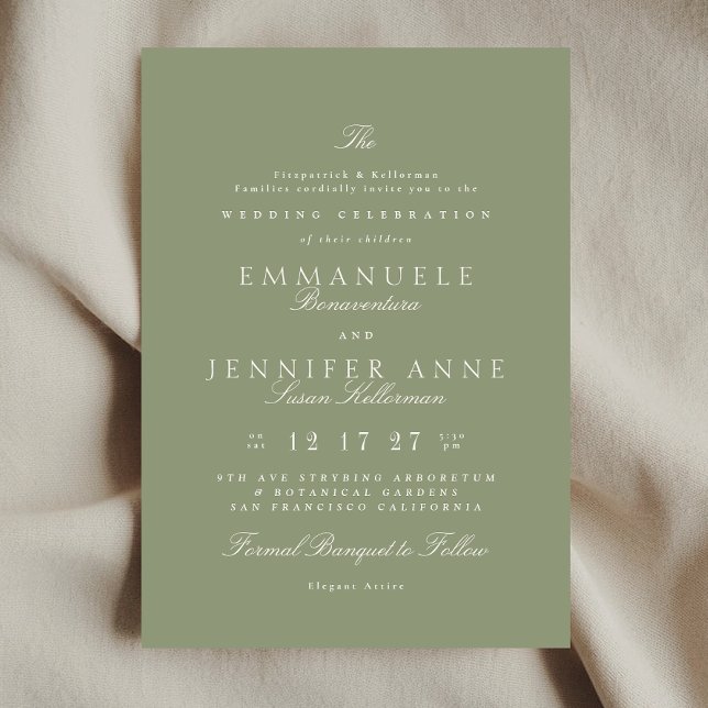 Sage Green Cream Elegant Calligraphy The Wedding Einladung (Von Creator hochgeladen)