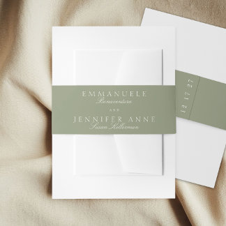 Sage Green Cream Elegantes Skript für die Hochzeit Einladungsbanderole
