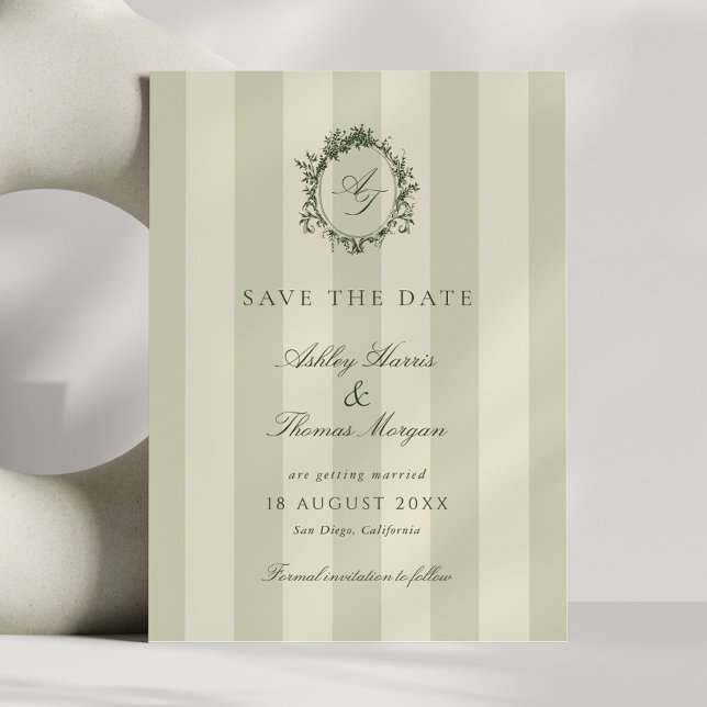 Sage Green Crest Wedding Save The Date (Von Creator hochgeladen)