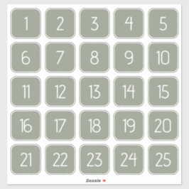 Sage Green Customizable Square Number Stickers Aufkleber