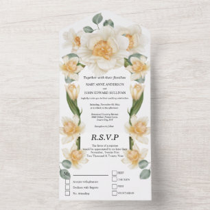 Sage green daffodil Frühjahr Blume Hochzeit All In One Einladung