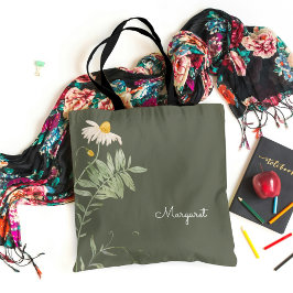 Sage Green Daisy Floral Minimal