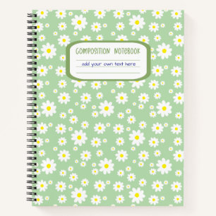 Sage Green Daisy Print Composition Notizbuch
