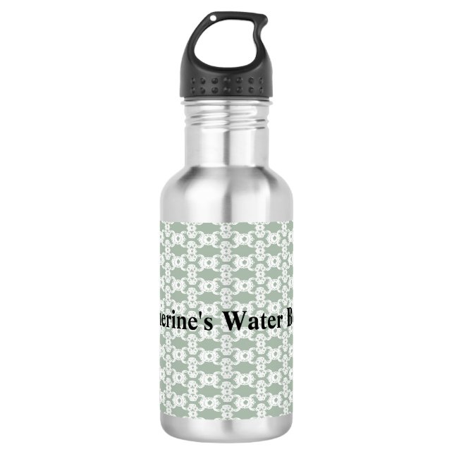 Sage Green Damask Edelstahlflasche (Vorderseite)