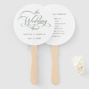 Sage Green Delicate Elegante Wedding Timeline Fächer