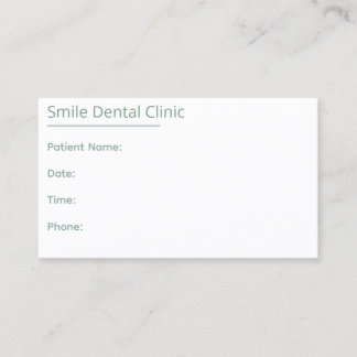 Sage Green Dental Appointment Card One Line Terminkarte